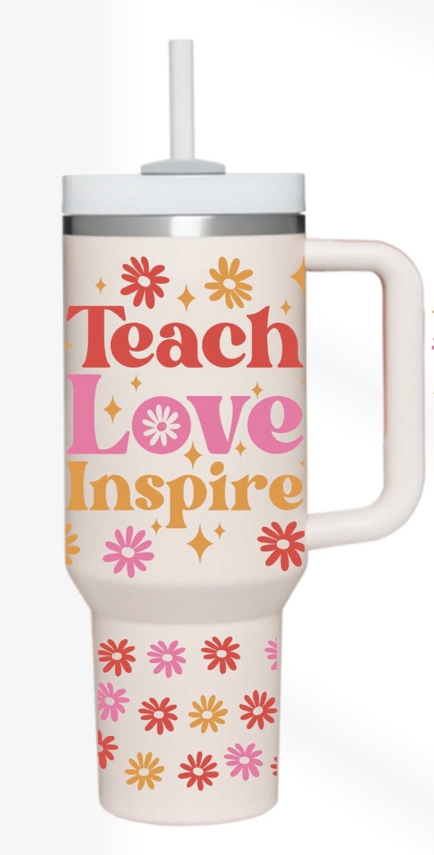 Teach Love Inspire 40 oz Handled Tumbler