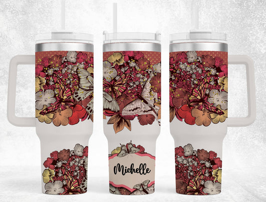 Flowers and Butterflies 40 oz Tumbler