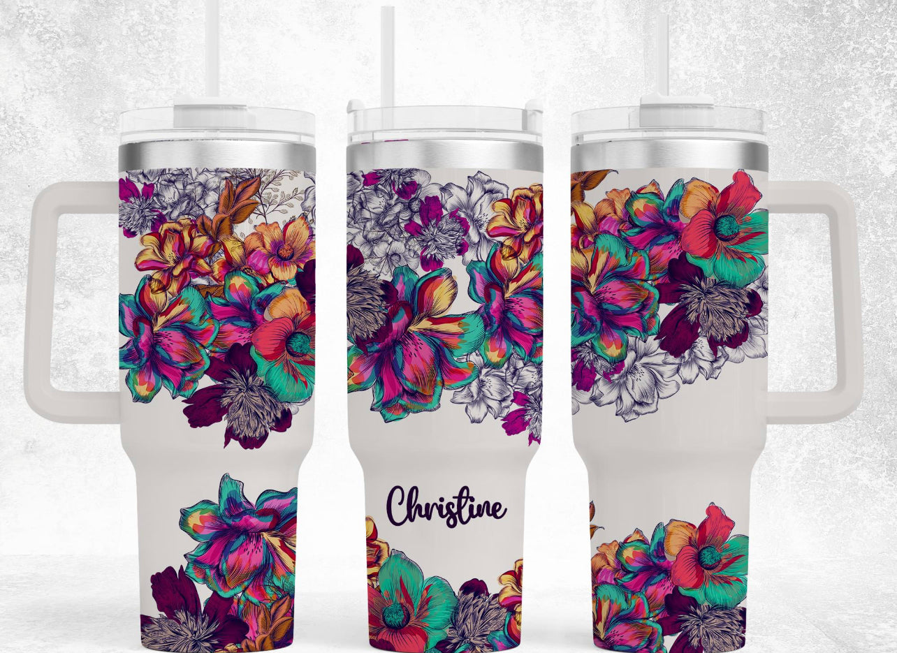 Vibrant Floral 40 oz Tumbler