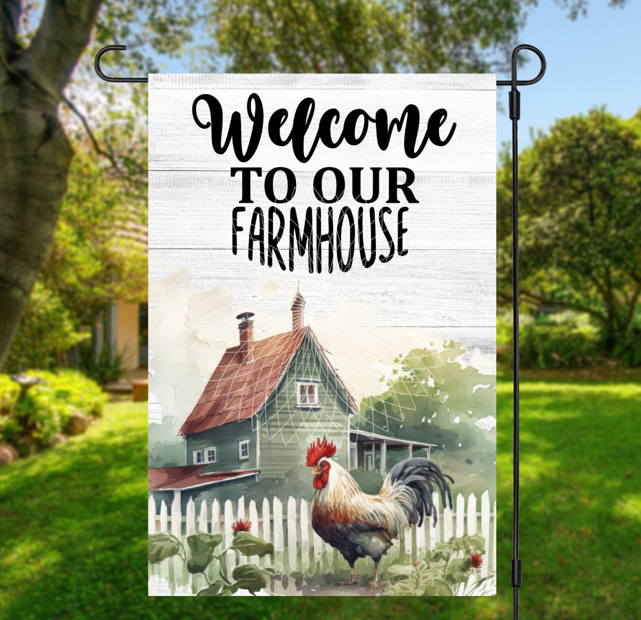 Welcome to Our Farmhouse Chicken Garden Flag