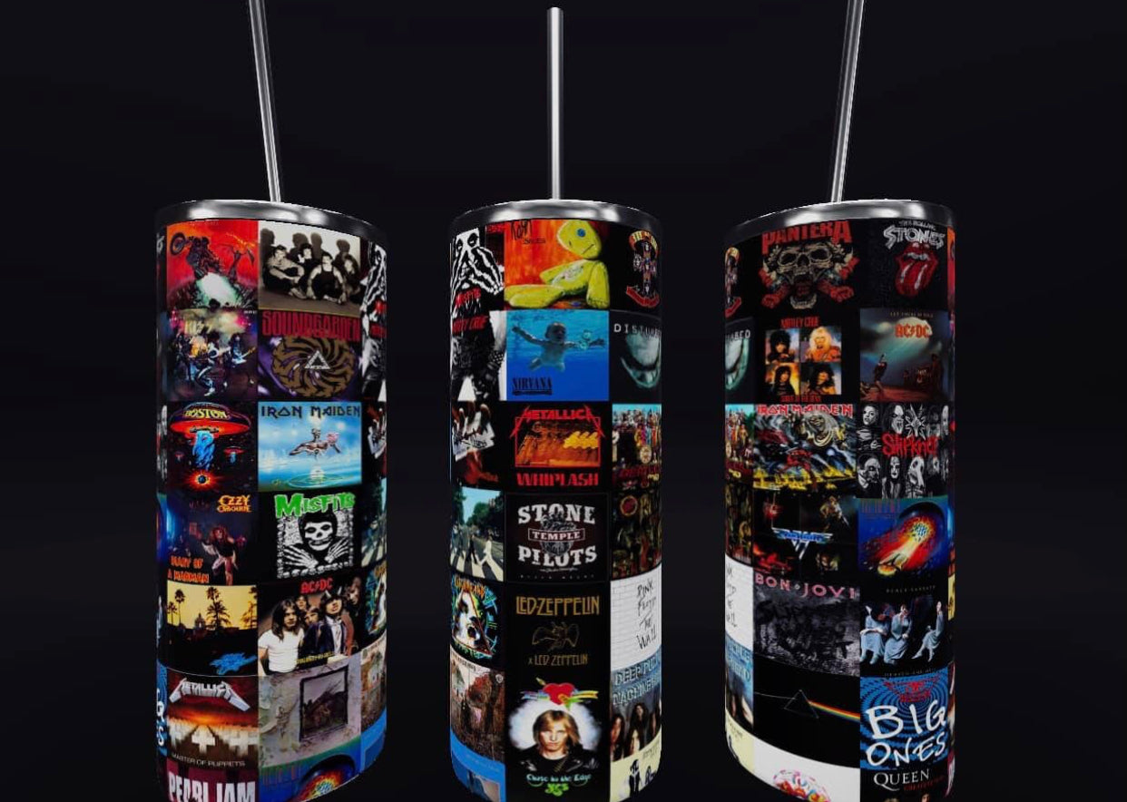 70/80s Cassette Covers 20 oz Skinny Tumbler