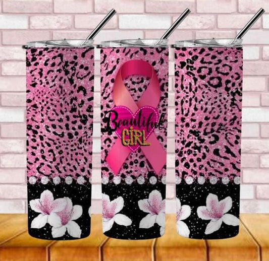Beautiful Girl Ribbon 20 oz Skinny Tumbler