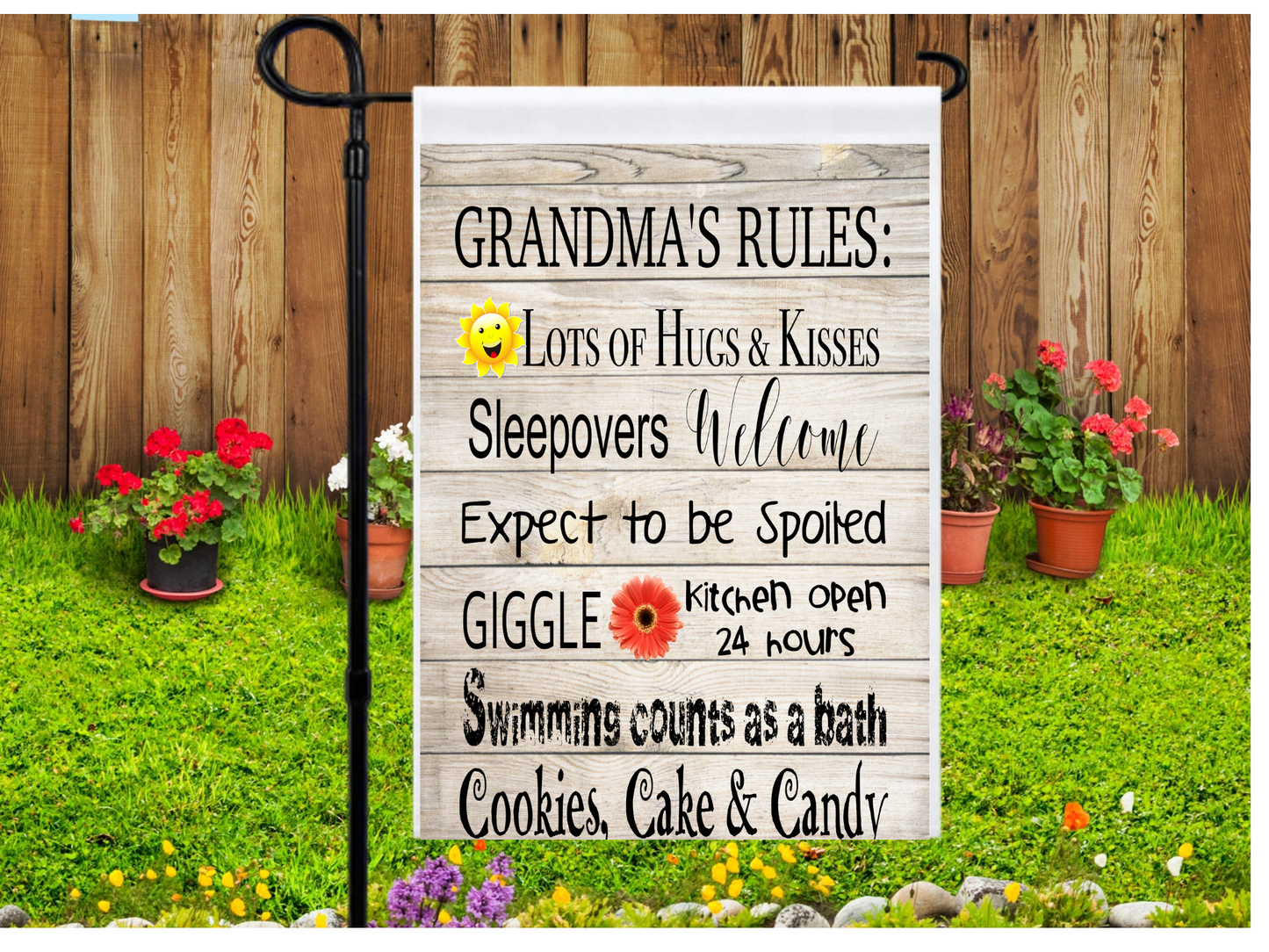 Grandma Rules Garden Flag