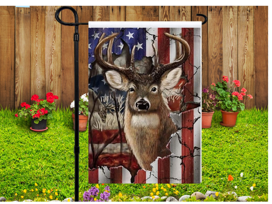 All American Deer Garden Flag