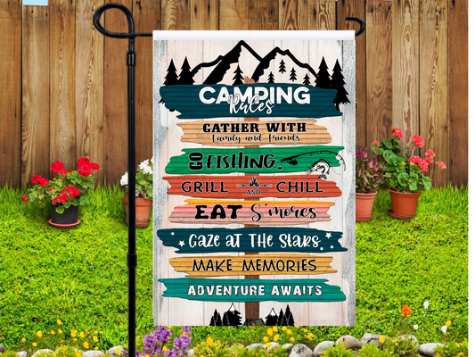 Camping Rules Sign Garden Flag