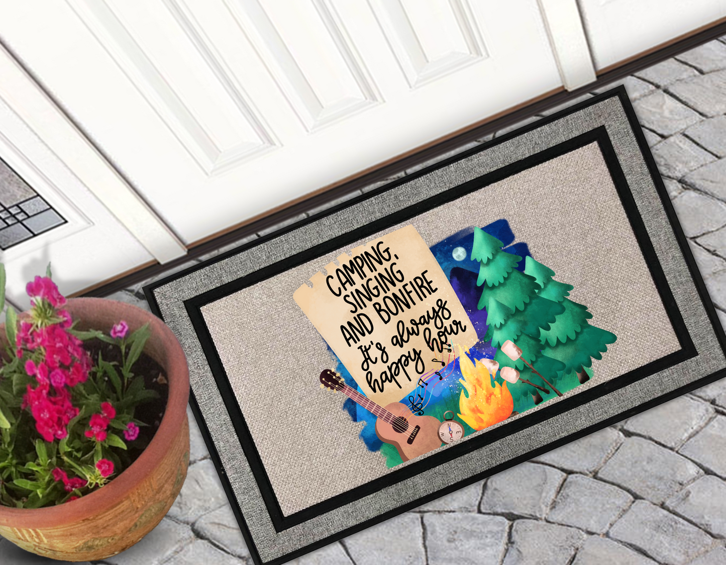 It's About Happy Hour Camping Doormat