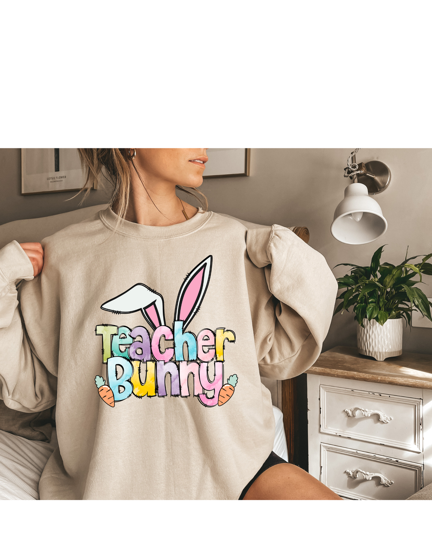 Teacher Bunny Crew Sweatshirt