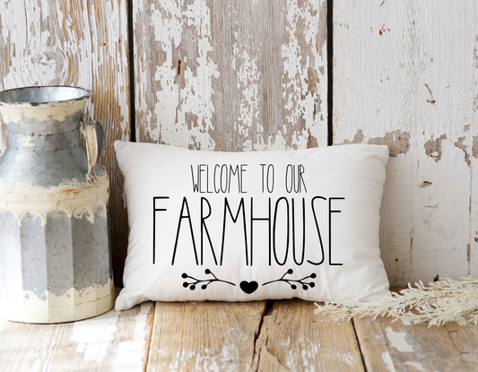 Welcome to Our Farmhouse Lumbar Pillow