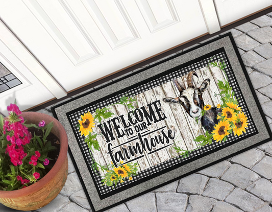 Welcome to Our Farmhouse Goat Door Mat