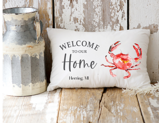 Welcome to Our Home Crab Lumbar Pillow