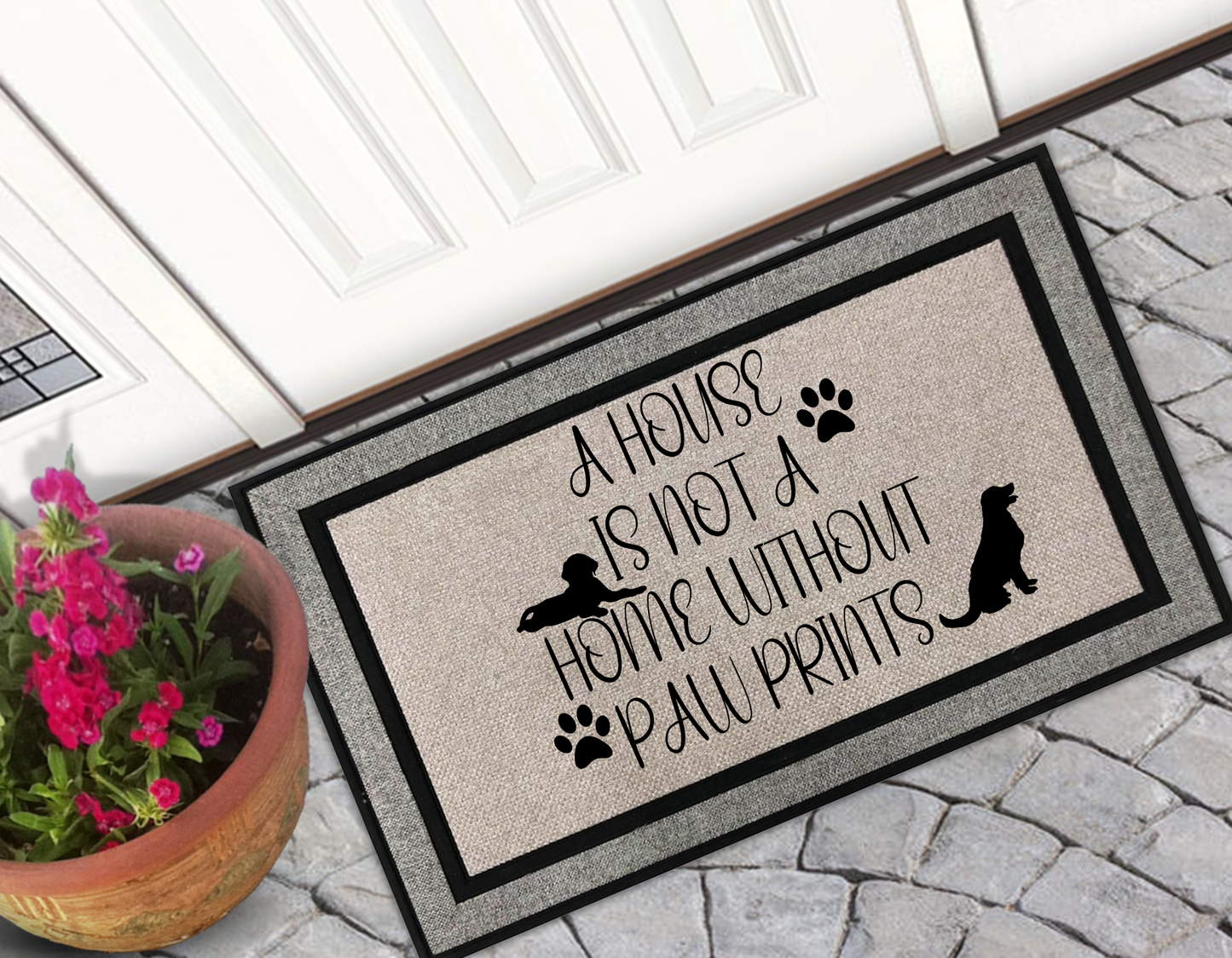 A House is Not a Home without Pawprint Door Mat