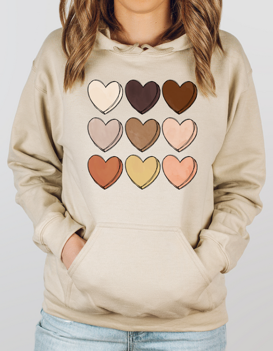 Neutral Hearts Hoodie Sweatshirt