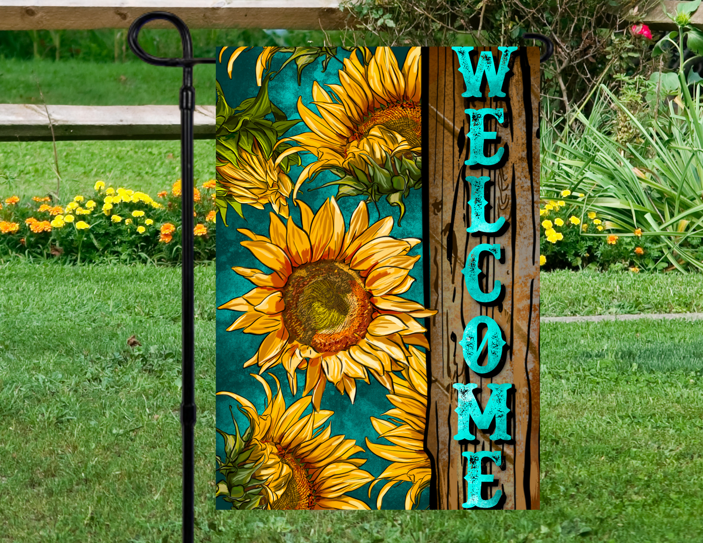 Welcome Sunflower Mini Garden Flag