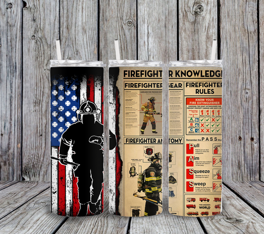 Firefighter Knowledge 20 oz Skinny Tumbler