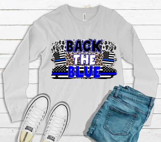 Back the Blue Leopard Long Sleeve TShirt