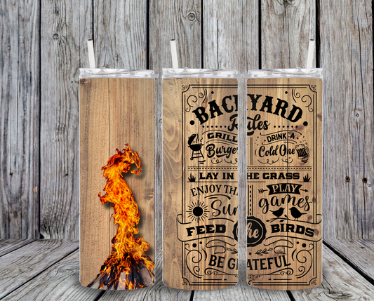 Backyard Rules 20 oz Skinny Tall Tumbler