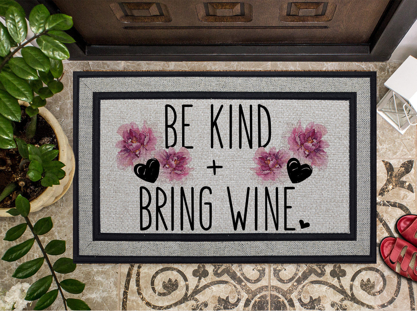 Be Kind & Bring Wine Doormat