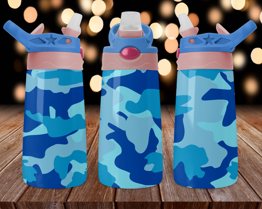 Blue Camo Kids Water Bottle