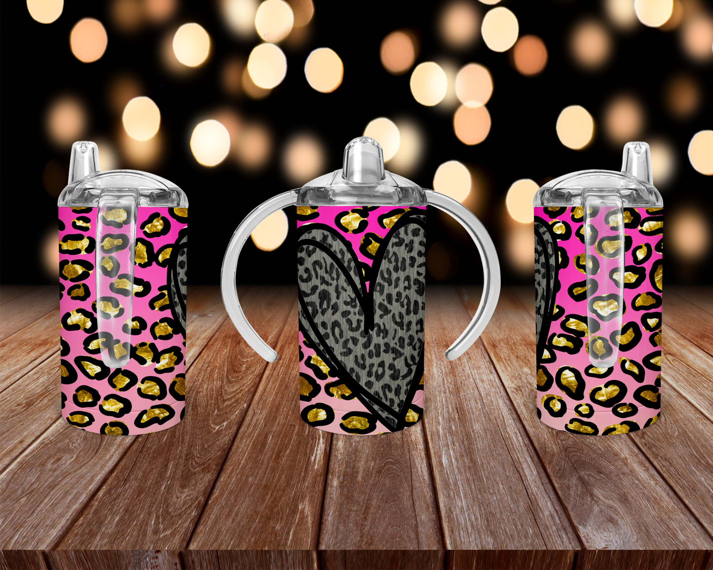 Leopard Heart Sippy Cup